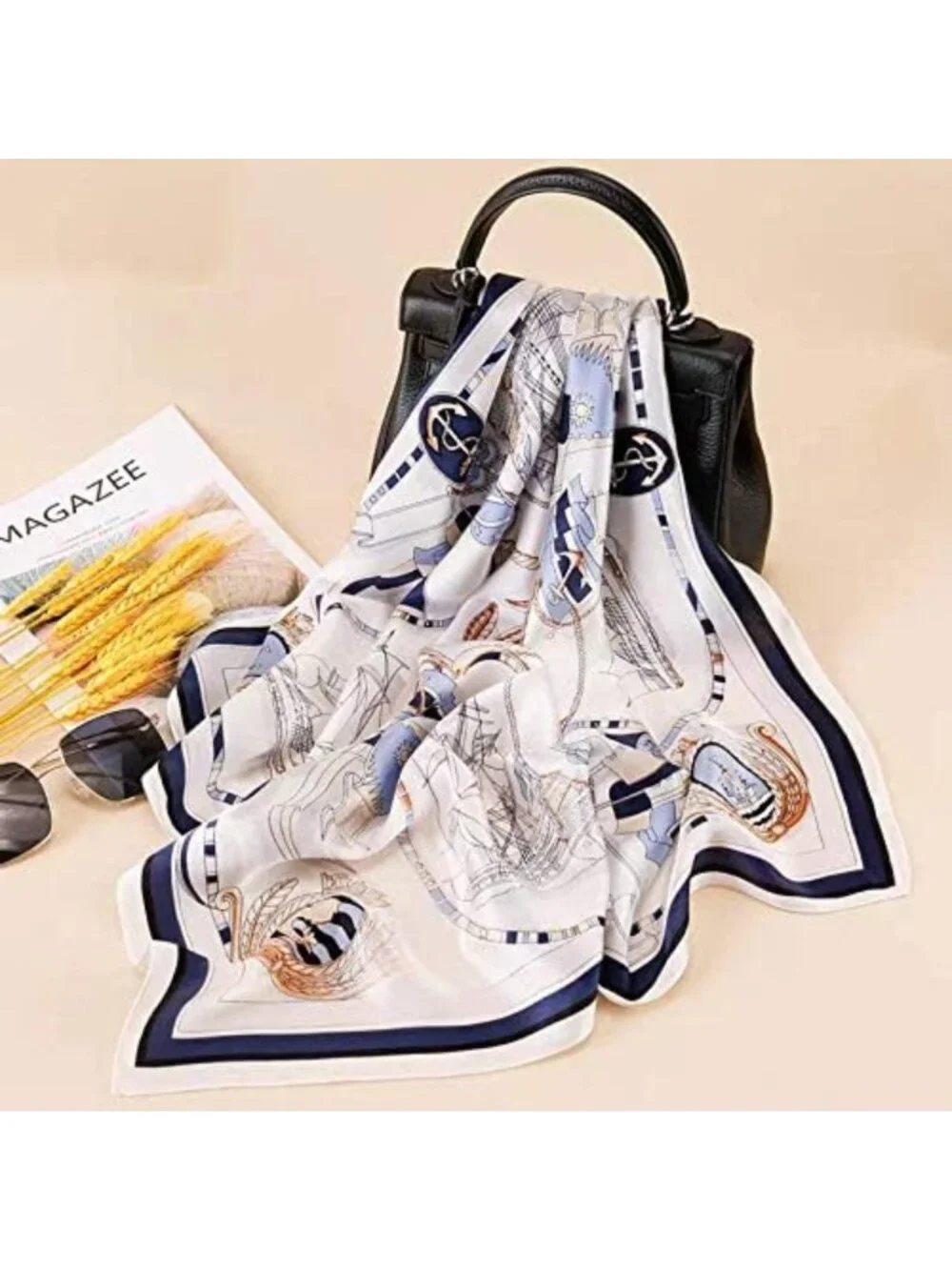 100% Silk Square Scarf for Hair - Versatile Neckerchief & Headscarf, 25.6